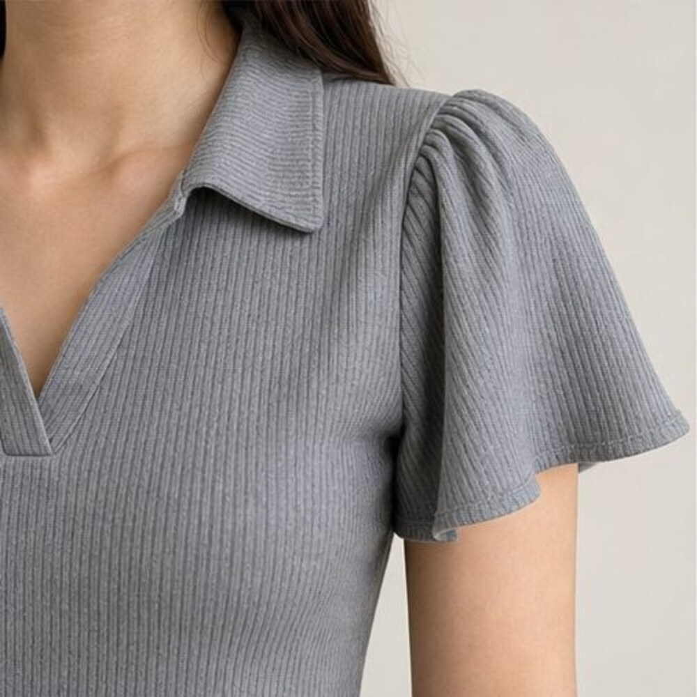 Gray Ruffle Blouse - Picture 4 of 6